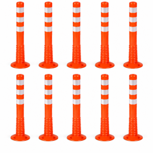 Słupek drogowy blokujący elastyczny PCV fi 80 mm, h=750 mm T-Flex pomarańczowy - zestaw 10 szt.