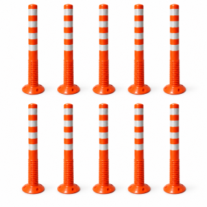 Słupek drogowy elastyczny PCV fi 80 mm, h=1000mm T-Flex pomarańczowy - zestaw 10 szt.