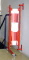 Bariera rozciągana 3600 mm czerwono-biała Z KÓŁKAMI, MOCOWANA DO ŚCIANY