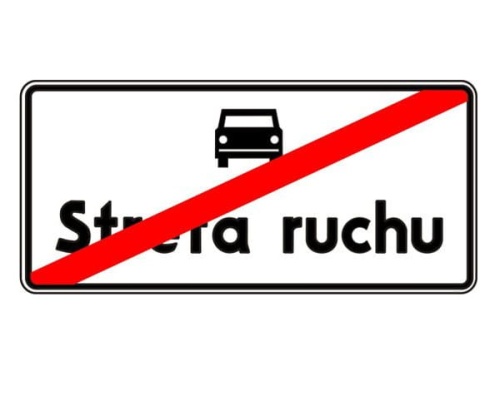 D-53 Koniec strefy ruchu 900x420 typ 2 z uchwytami montażowymi 