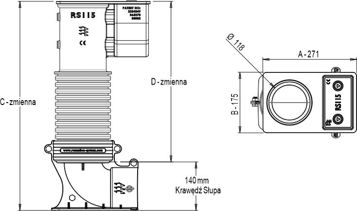 Gniazdo RS 115 – rysunek