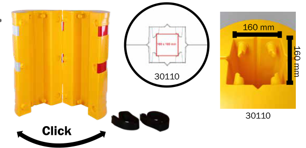 Odbojnica z polietylenu Ø 620 mm ochrona kolumn i słupów 160x160 mm