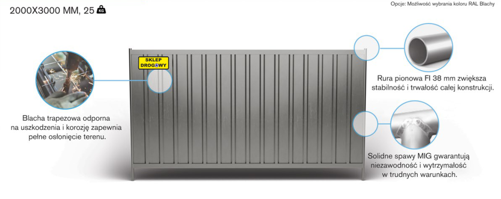 Pełny panel ogrodzenia budowlanego 3 × 2 m
