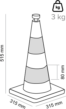 pachołek drogowy ciężki 50 cm odblaskowy
