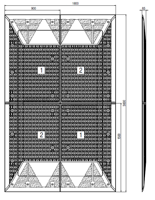 Rysunek techniczny – QUARTET 1800×3000×65 mm