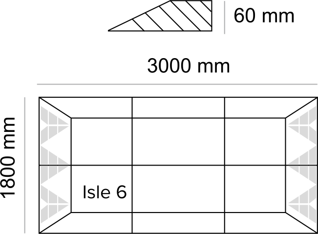 Próg wyspowy zwalniający 3000×1800×60 – poduszka berlińska ISLE 6