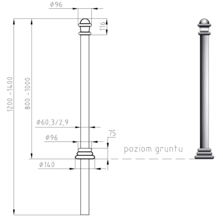 Słupek ozdobny Konstancin Ø 60