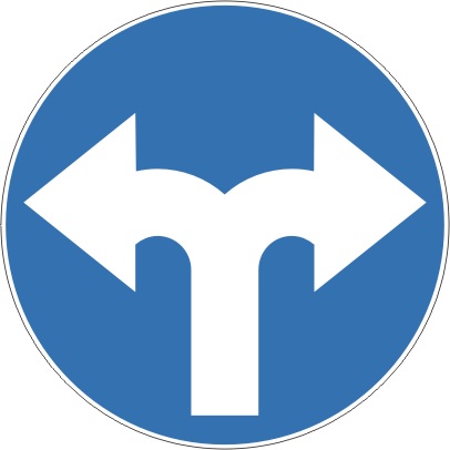Znak drogowy C-8 nakaz jazdy w prawo lub w lewo