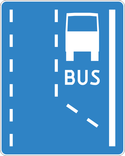 Znak drogowy D-11 Początek pasa ruchu dla autobusów