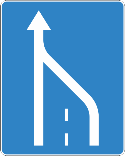 Znak D-14 Koniec pasa ruchu