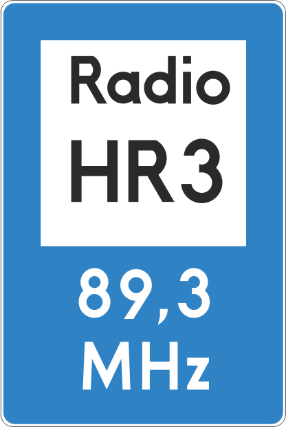 Znak drogowy D-34a Informacja radiowa o ruchu drogowym