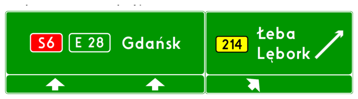 Znak E-2d – drogowskaz tablicowy umieszczany nad jezdnią